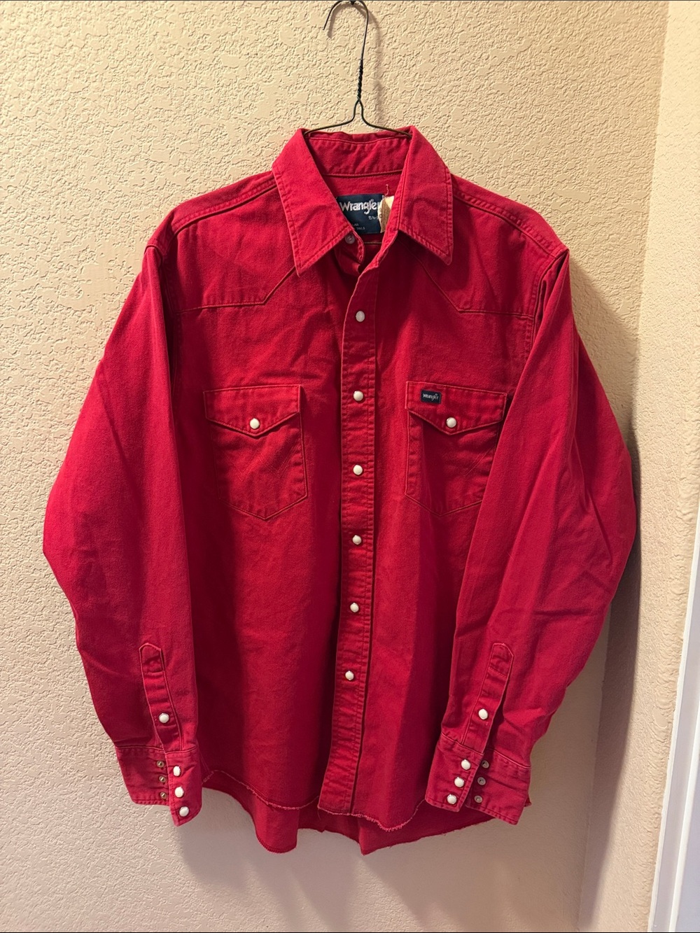 Wrangler Red Men's Western Snap Button Down Shirt